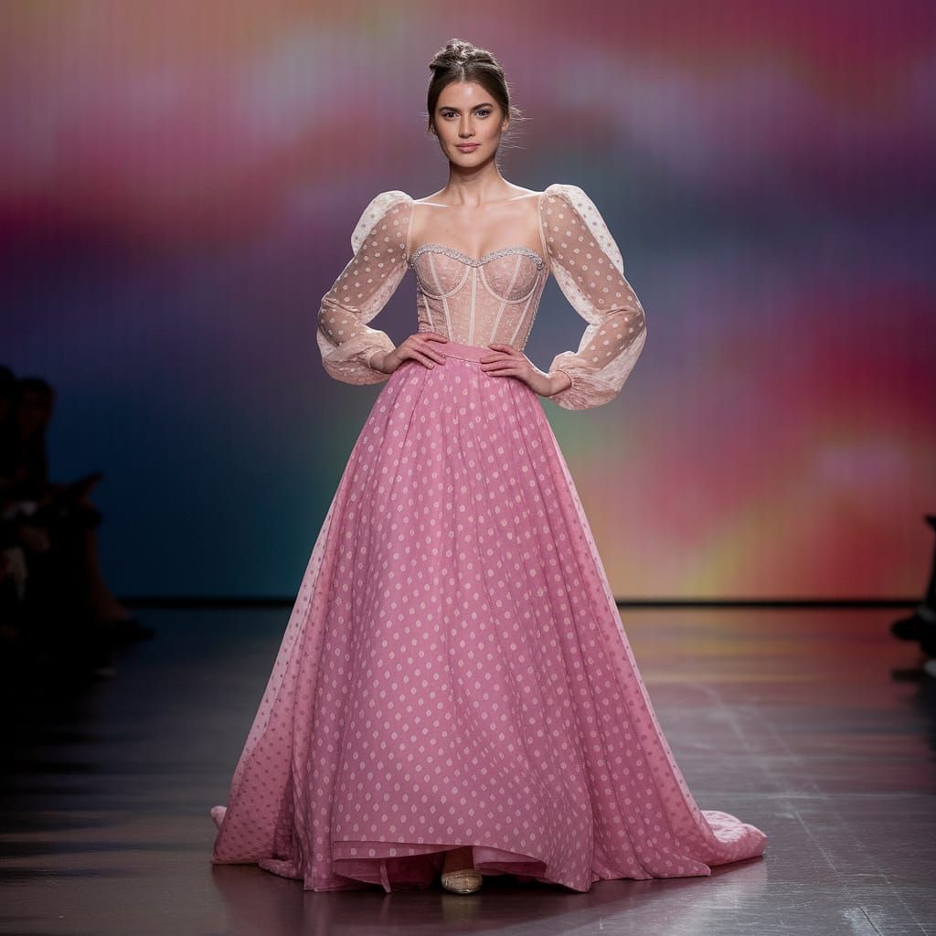 Lovecore Model on Runway in Dreamy Lighting