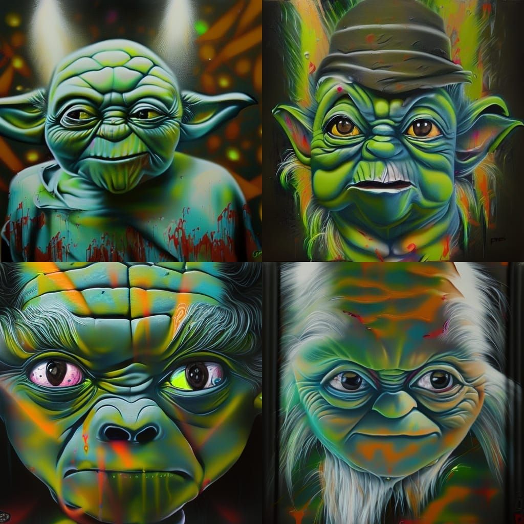 Yoda as Colorful Graffiti Street Art
