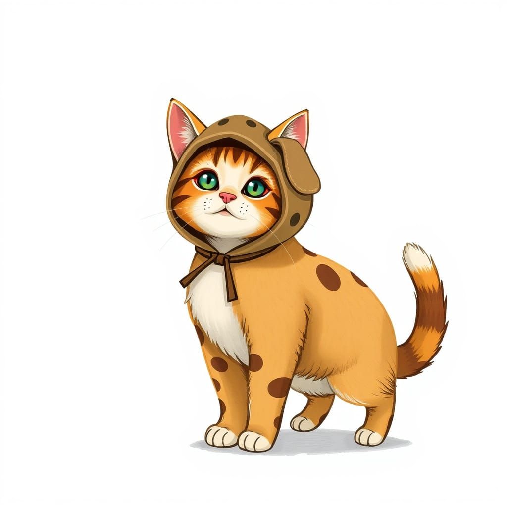 Cat in Dog Costume: Whimsical Illustration