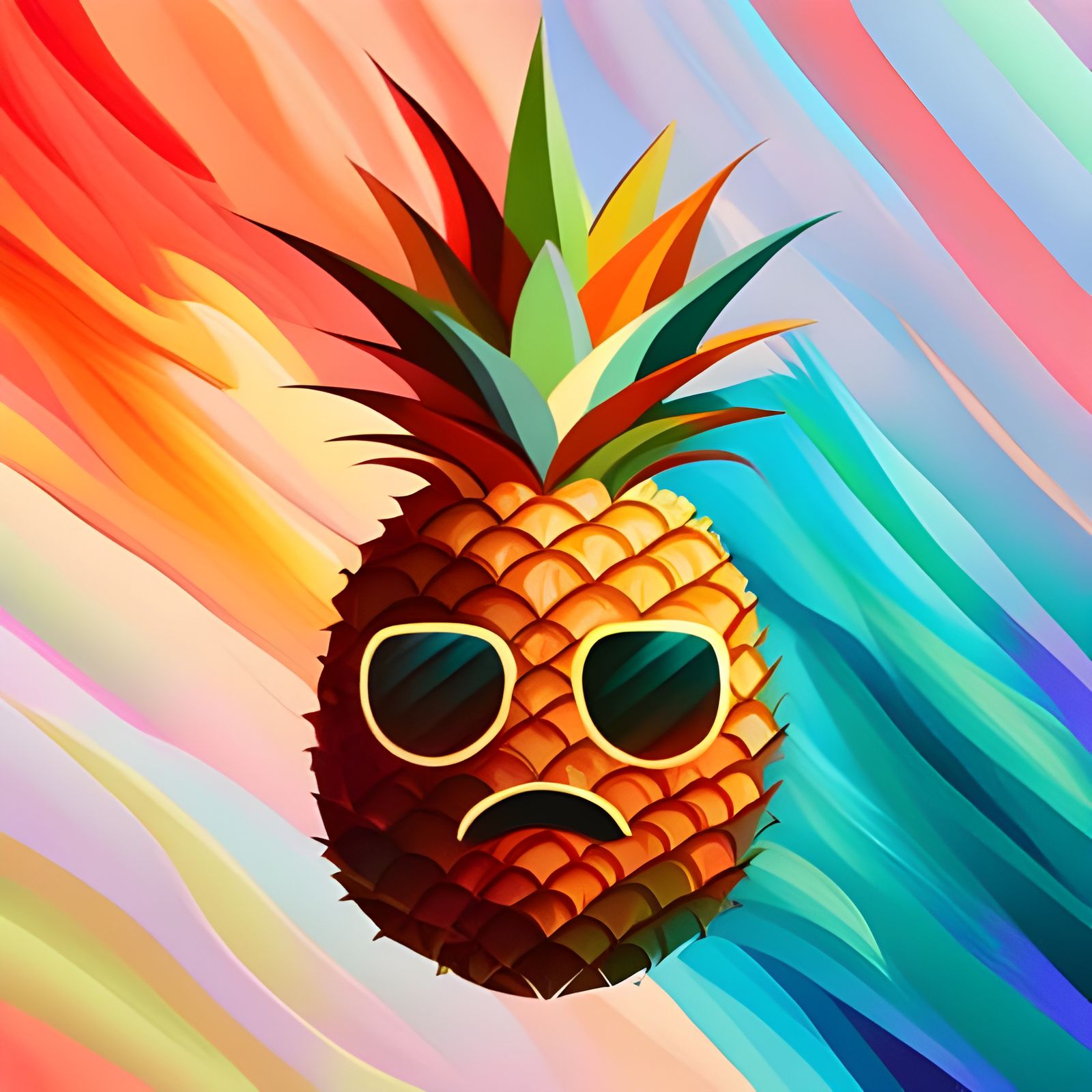 Abstract Art Pineapple Emoji with Fine Details