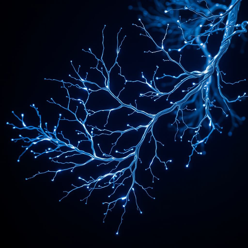 Glowing Silver-Blue Branch Against the Darkness