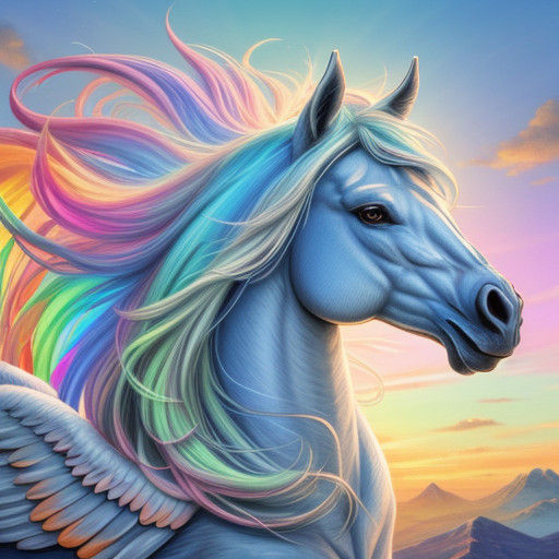 Winged Pegasus in Dreamy, Iridescent Majesty