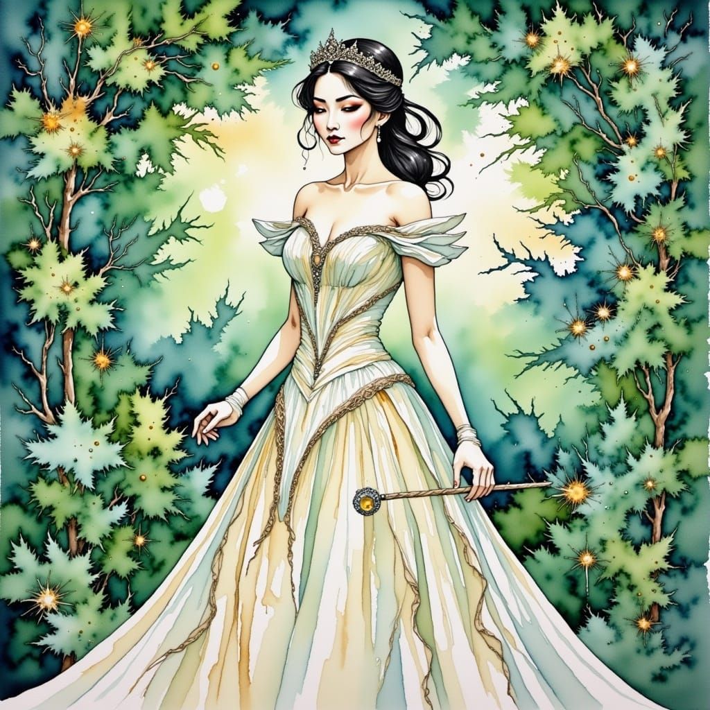 Benevolent White Witch in Art Nouveau Style