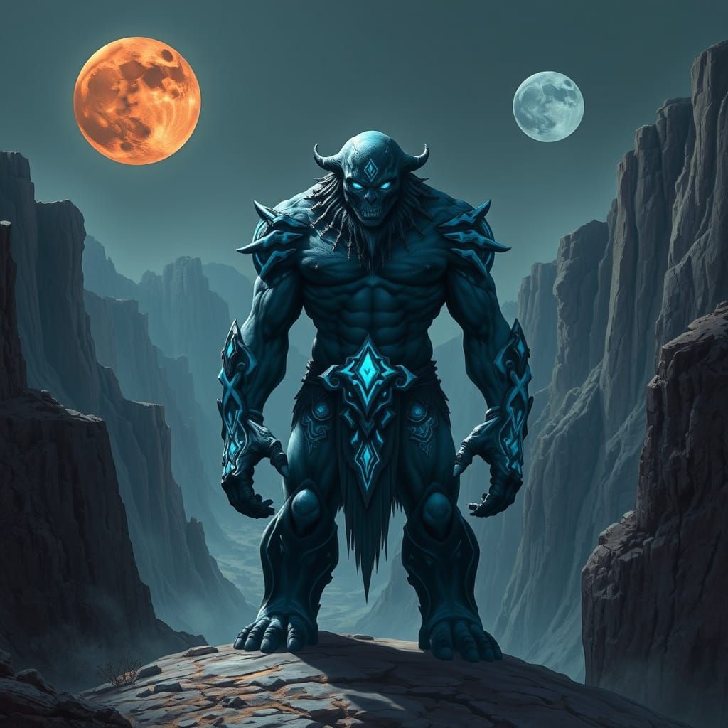 Glowing Obsidian Golem Guardian of the Canyon