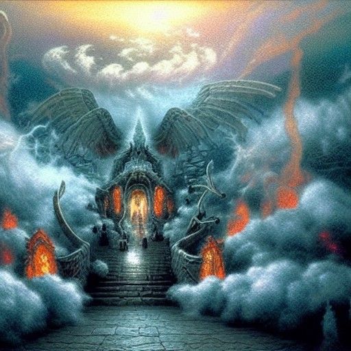 Ethereal Skeleton Ascending into Hell, Fantasy Art