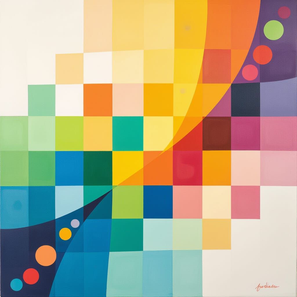 Abstract Art with Geometric Shapes and Dynamic Lines