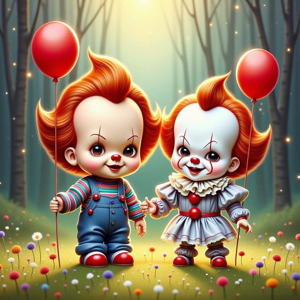 Chucky and Pennywise Reimagined in Miyazaki Style