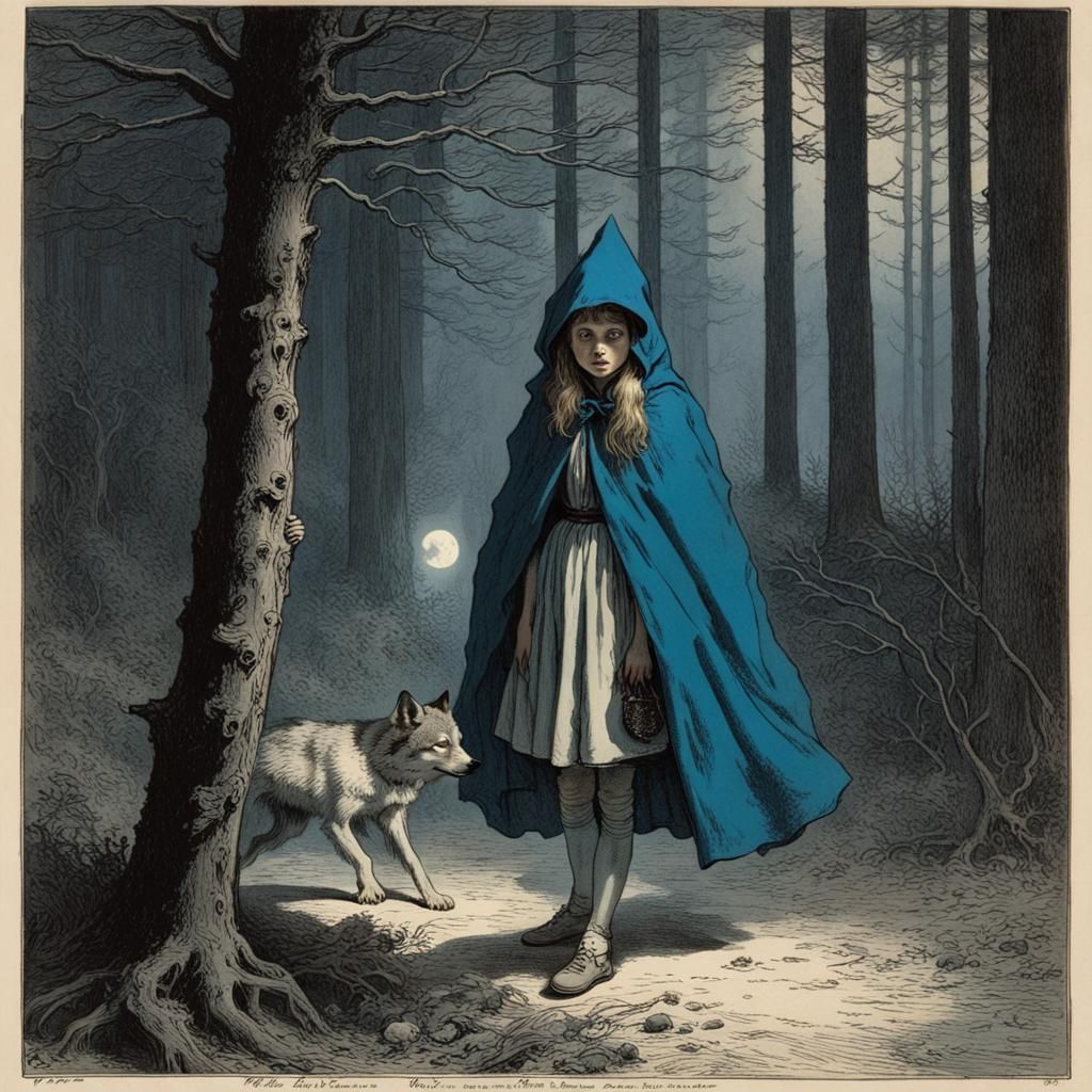 Little Blue Riding Hood in Dark Forest