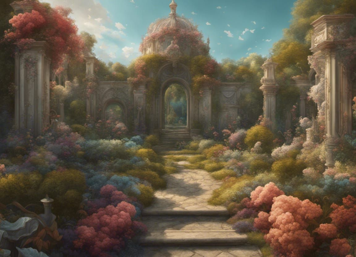Rococo Garden with Abstract Elements in High Resolution