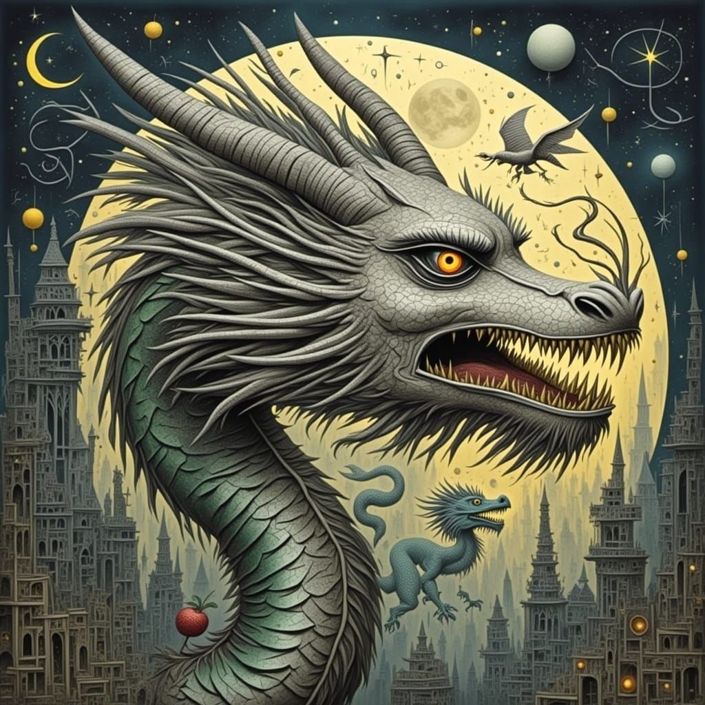 Surreal Chinese Moon Dragon