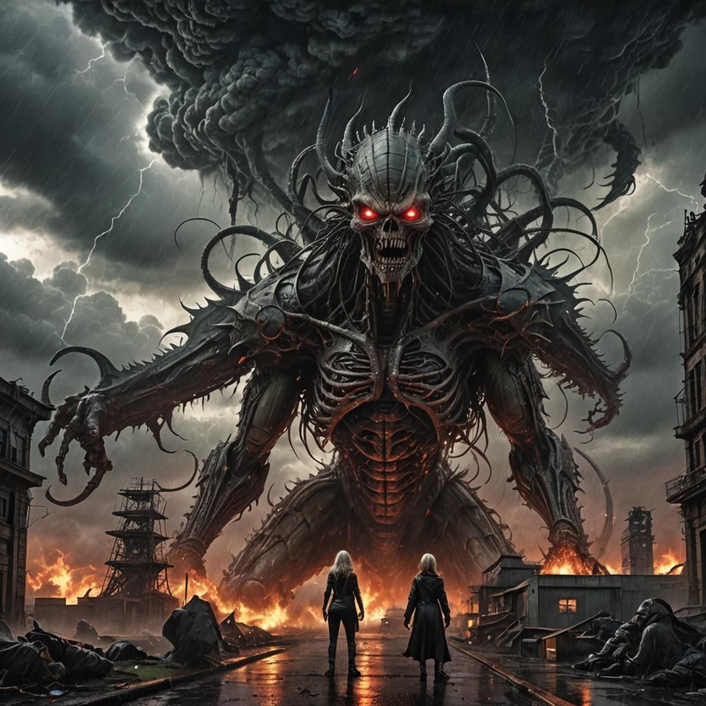 Dystopian Zombie Woman in Giger Style