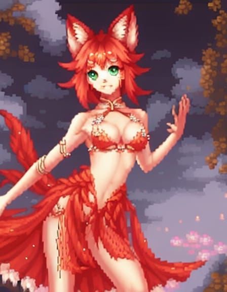 Enchanting Fox Dancer in 16-bit Pixel Art