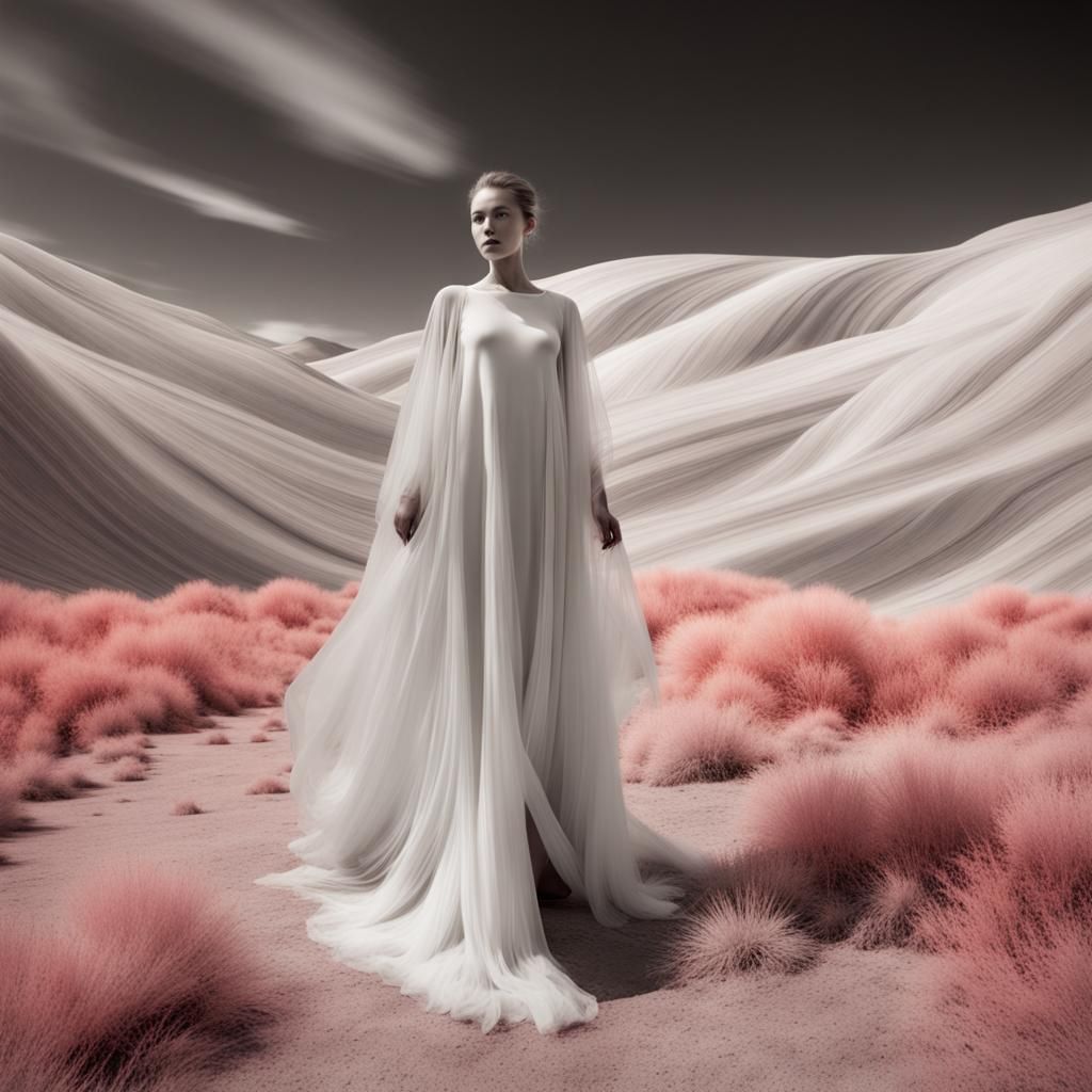 Ethereal Woman in Infrared Landscape