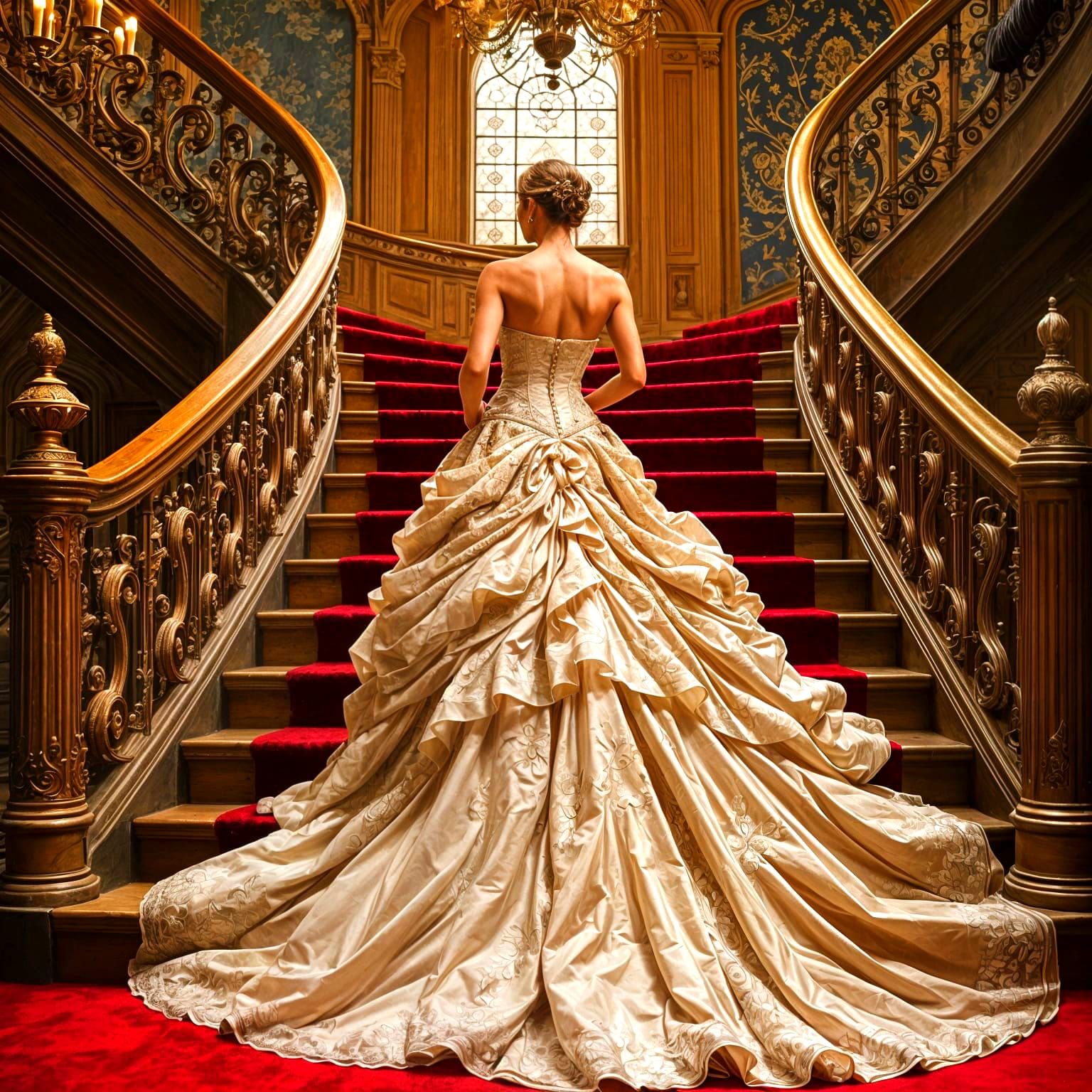 Glamorous Grand Staircase Ball Gown with Long Train