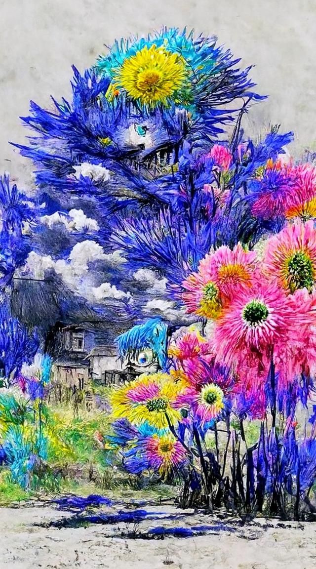 Milk Thistle Flower: Colorful Pencil Drawing