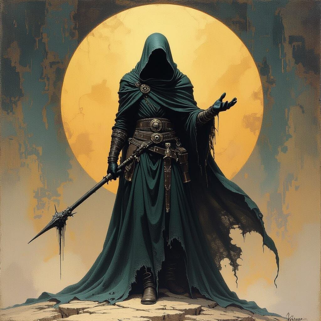 Dark Arcane Figure in Gothic Horror Style