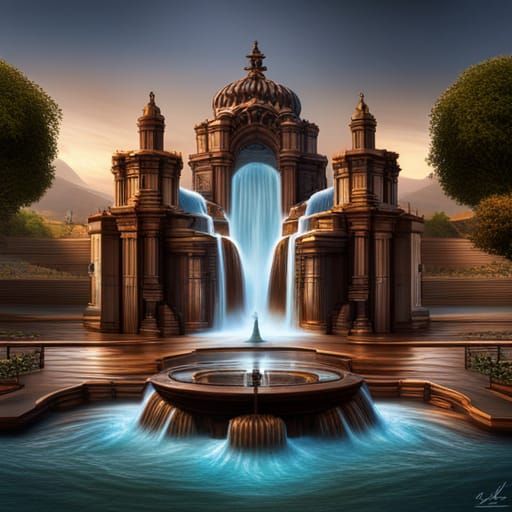 Hyperrealistic Chocolate Fountain Splash Art