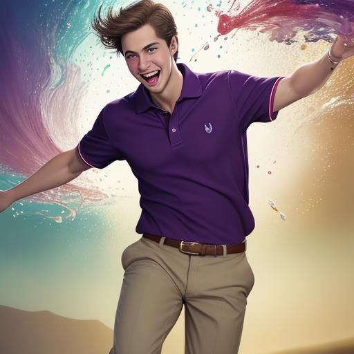 Happy Preppy Guy in Polo: Hyperrealistic Digital Art
