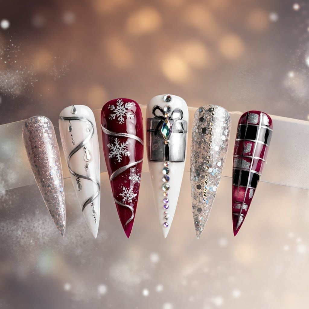 Elegant Stiletto Nails in Impressionistic Style