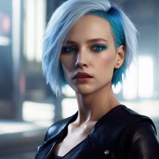 Cyberpunk Teenage Girl with Neon Accents