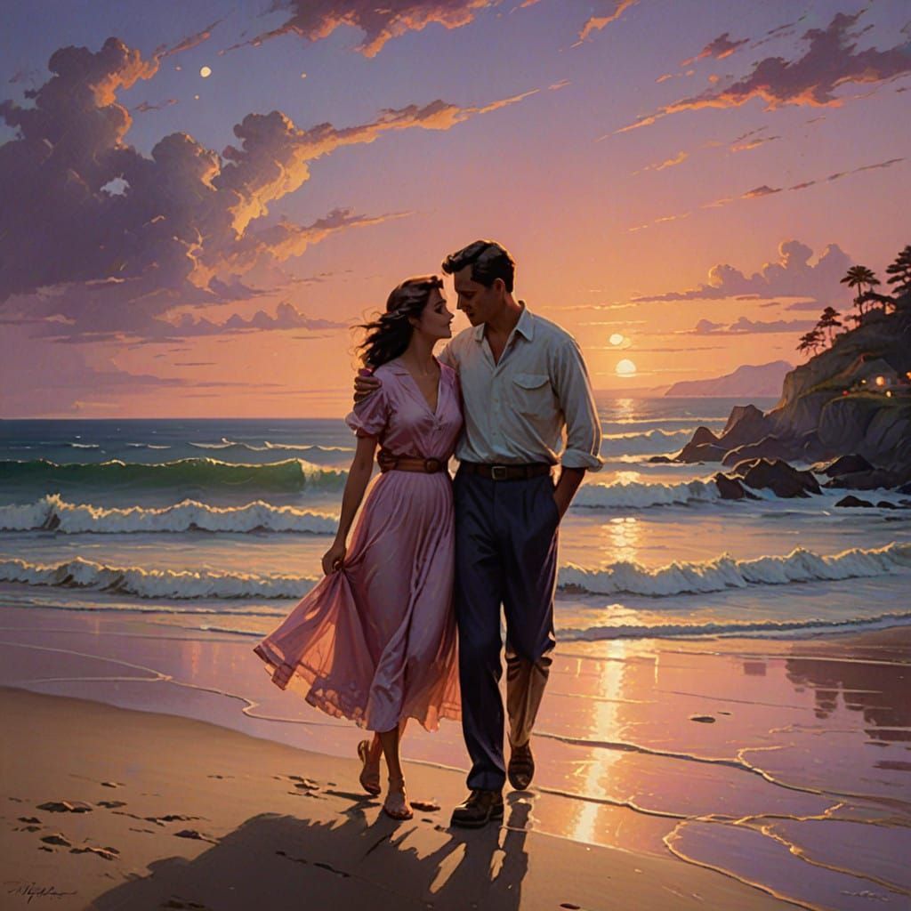 Moonlit Beach Romance in Soft Focus