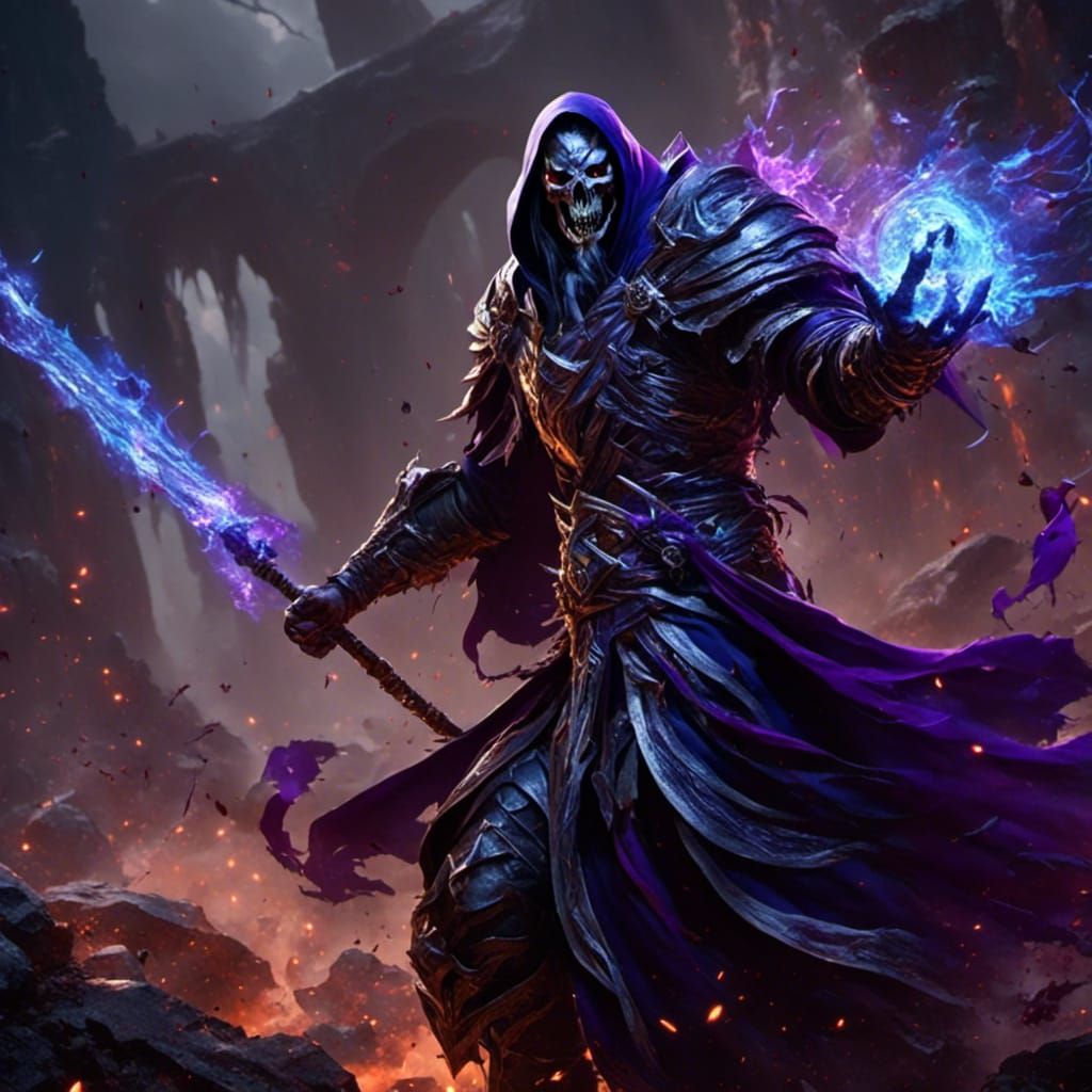Undead Mage Casting Spells in Epic Battle