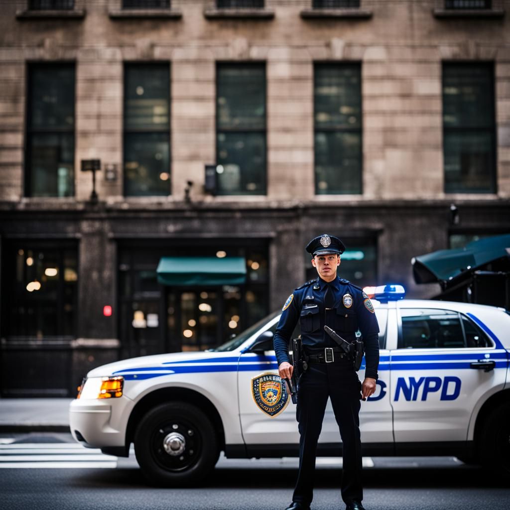 NYPD Policeman Armed and Firing: Professional Photography
