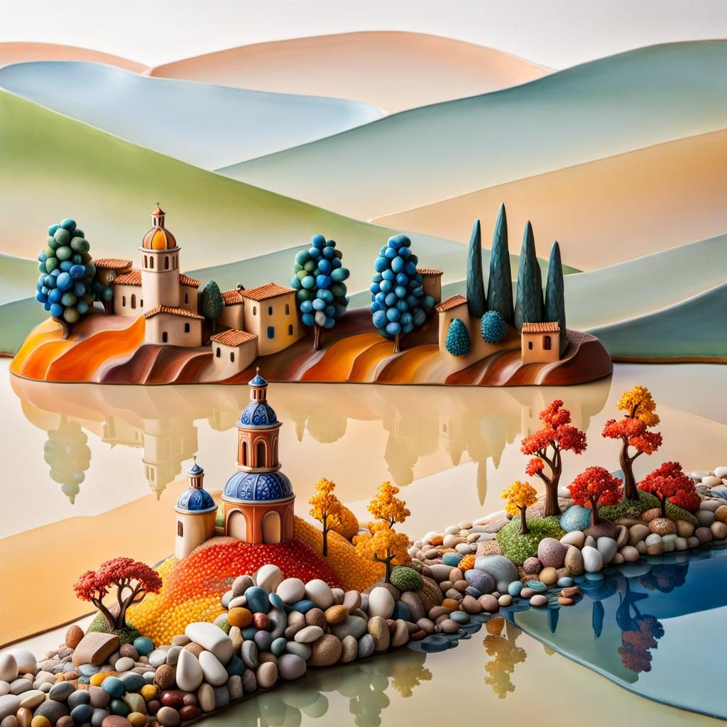 Colorful Italian Town with Ceramic Art