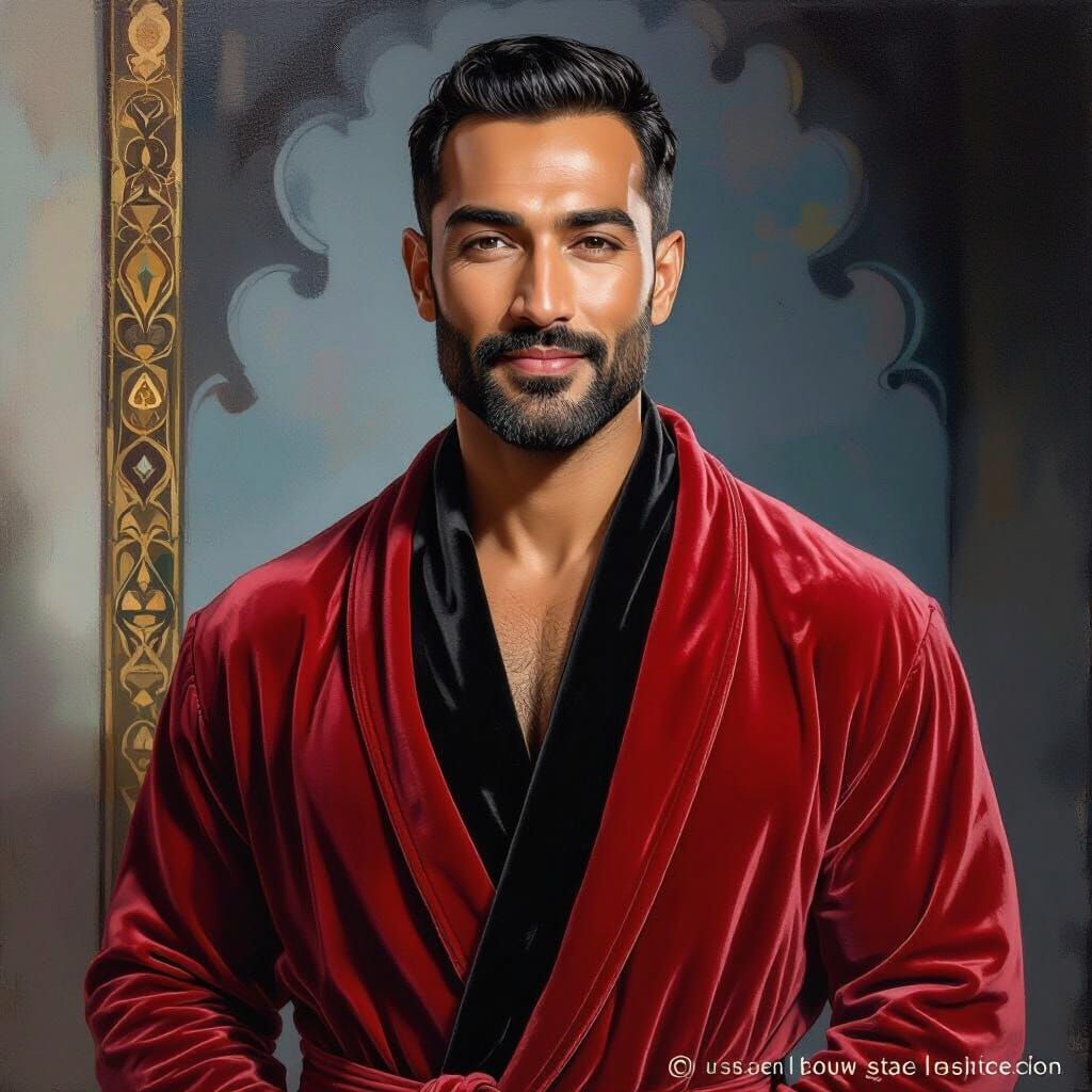 Divine Radiant Hunk in Art Nouveau Style