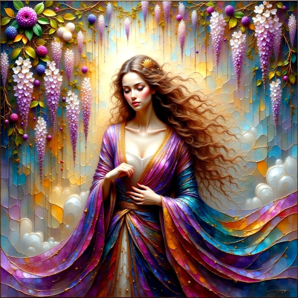 Ethereal Plum Goddess in Vibrant Floral Bloom