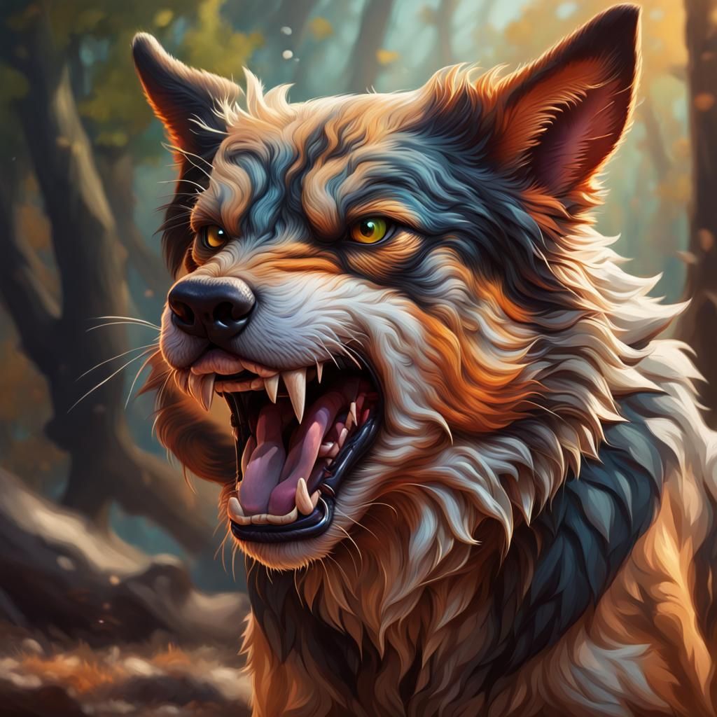 Hyperrealistic Dog Portrait with Dramatic Lighting