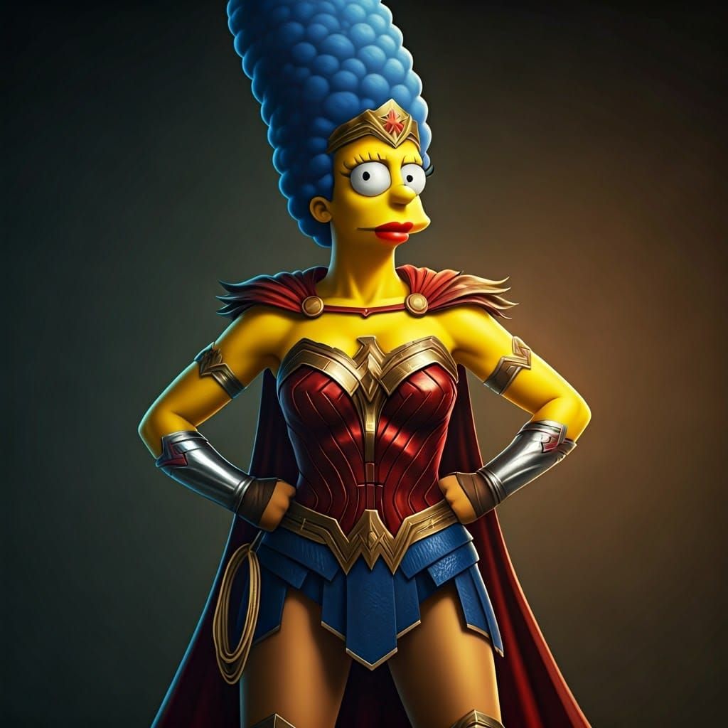 Marge Simpson as Wonder Woman in Highly Detailed Comic Book...