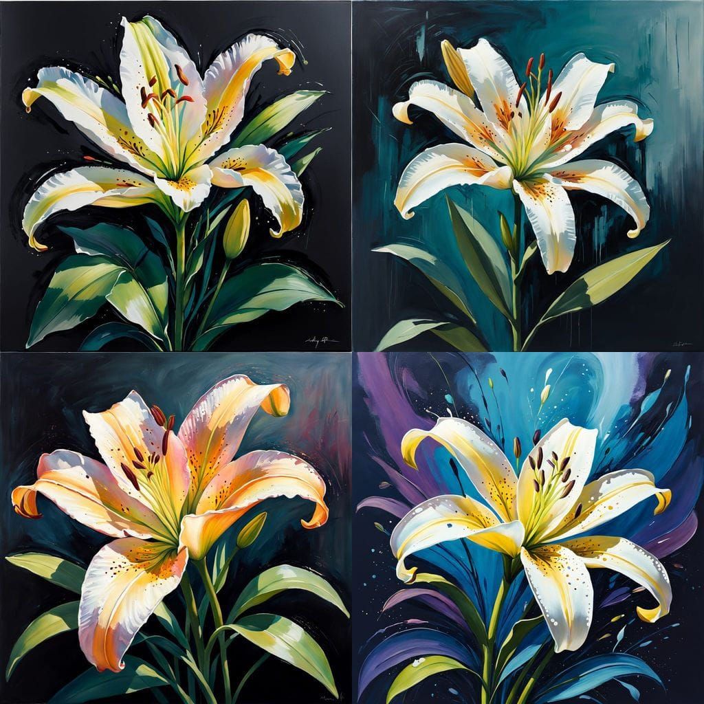 Vibrant Lily in Acrylic Style