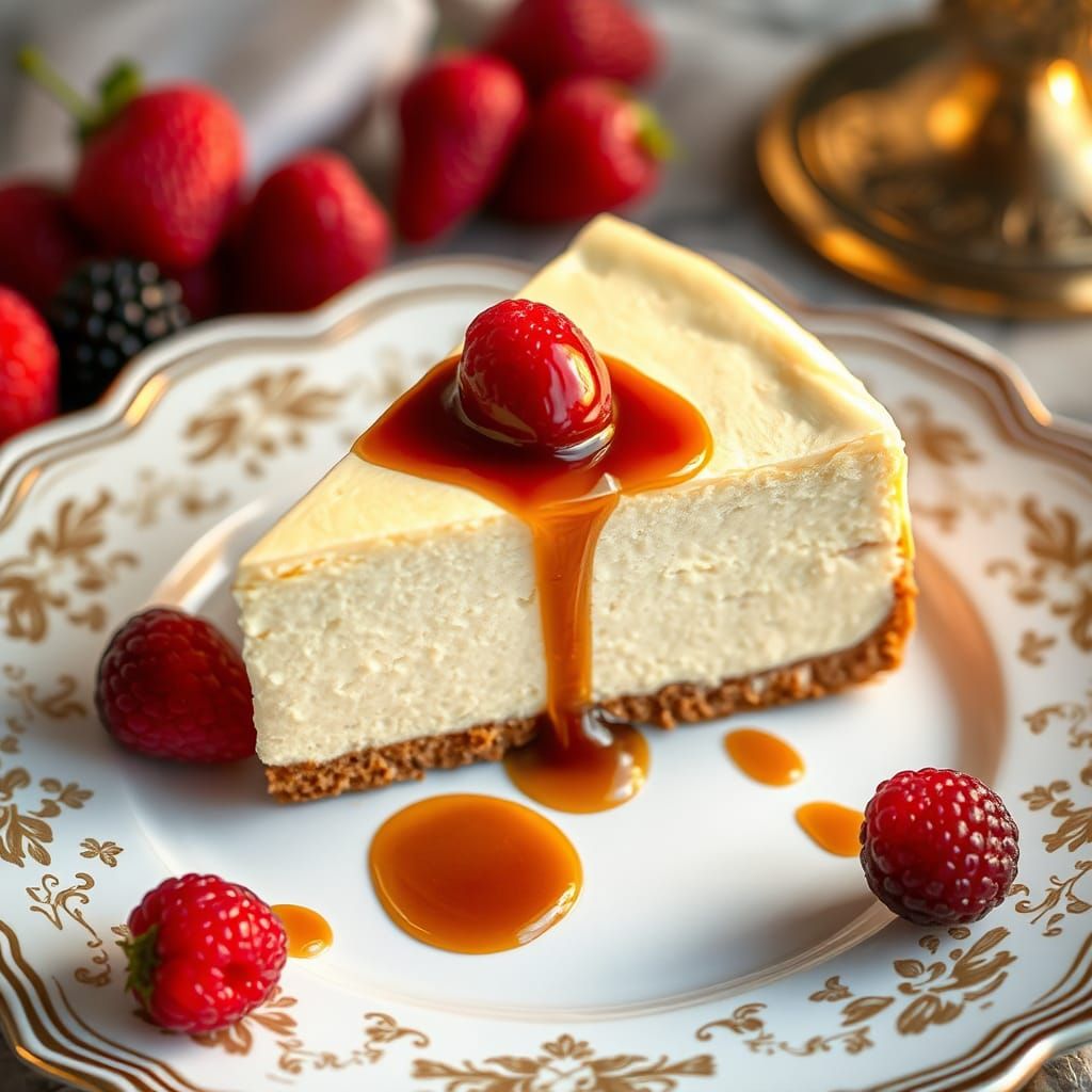 Decadent Cheesecake Still Life with Berries