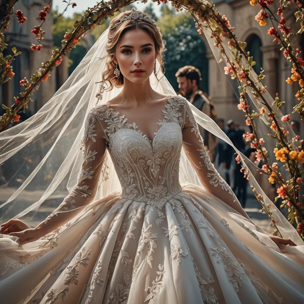 Hyperrealistic Bride with Orchids in Hair