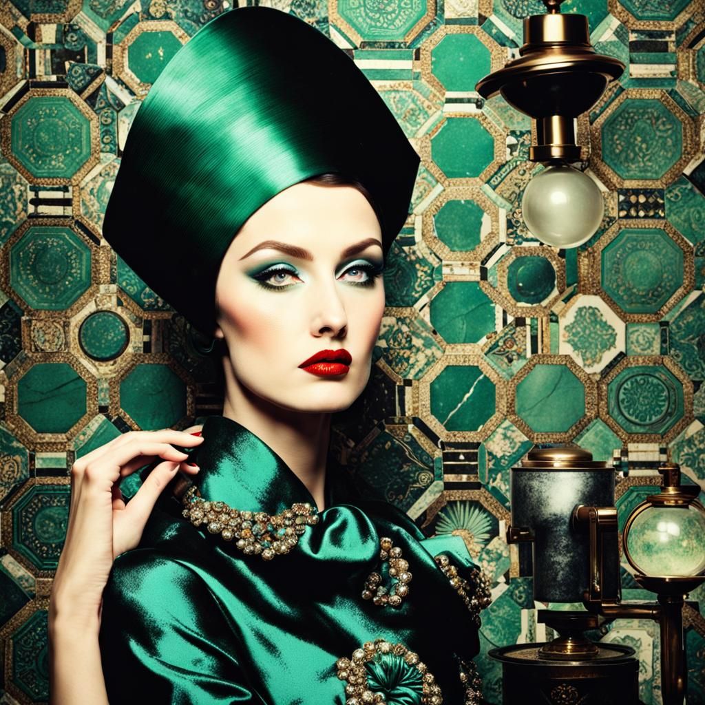 Avant-Garde Seamstress Portrait in Digital Collage