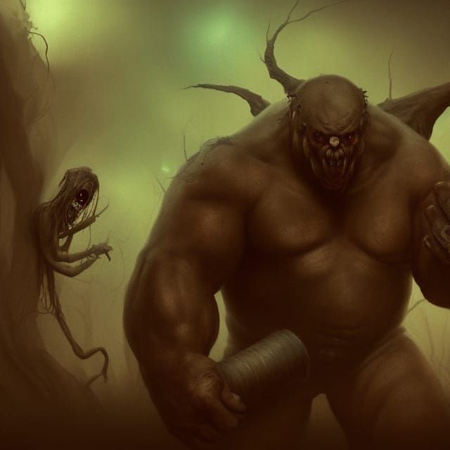 Mysterious Twilight: Four Figures in Dreamcore Style