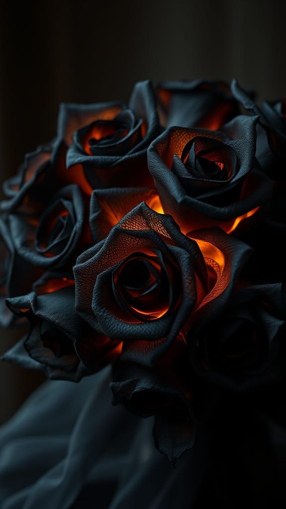 Ethereal Black Roses in Golden Light