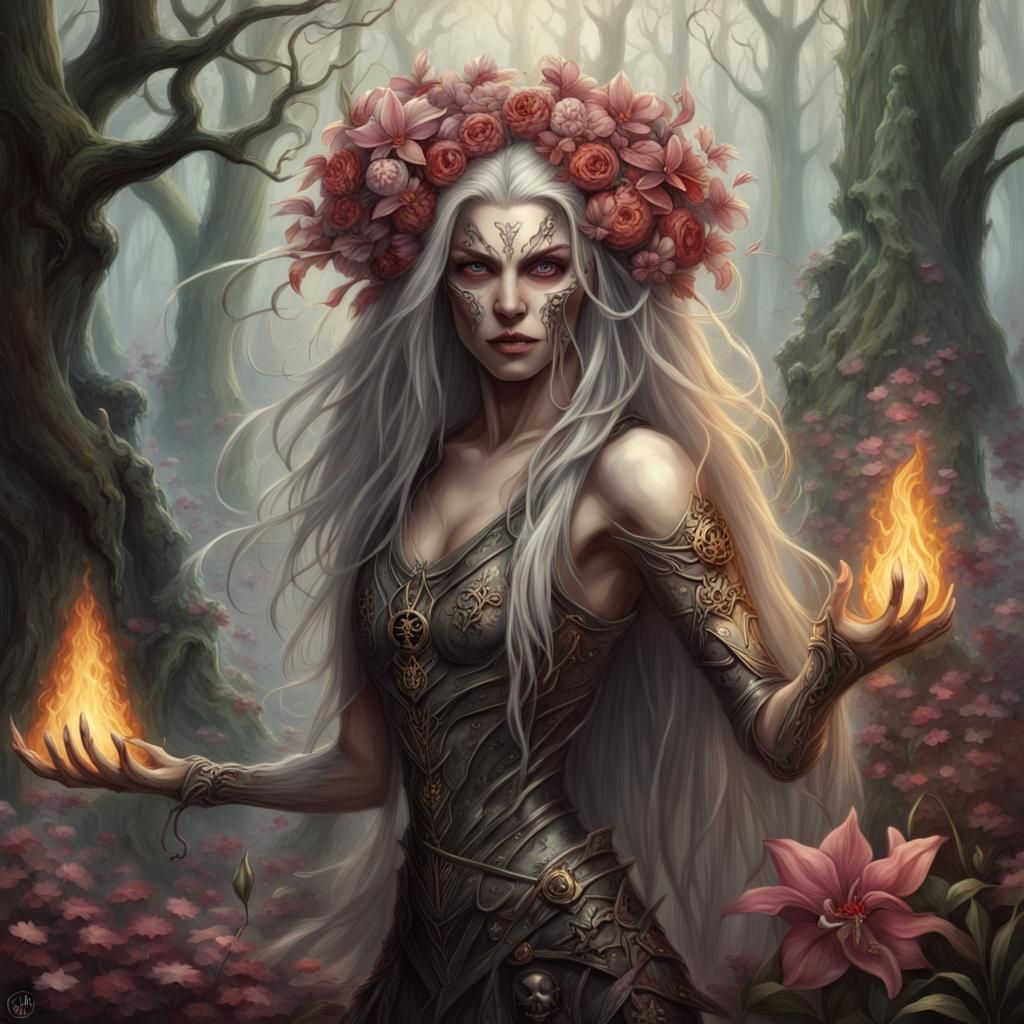 Undead Elves in a Biomechanical Fantasy Landscape