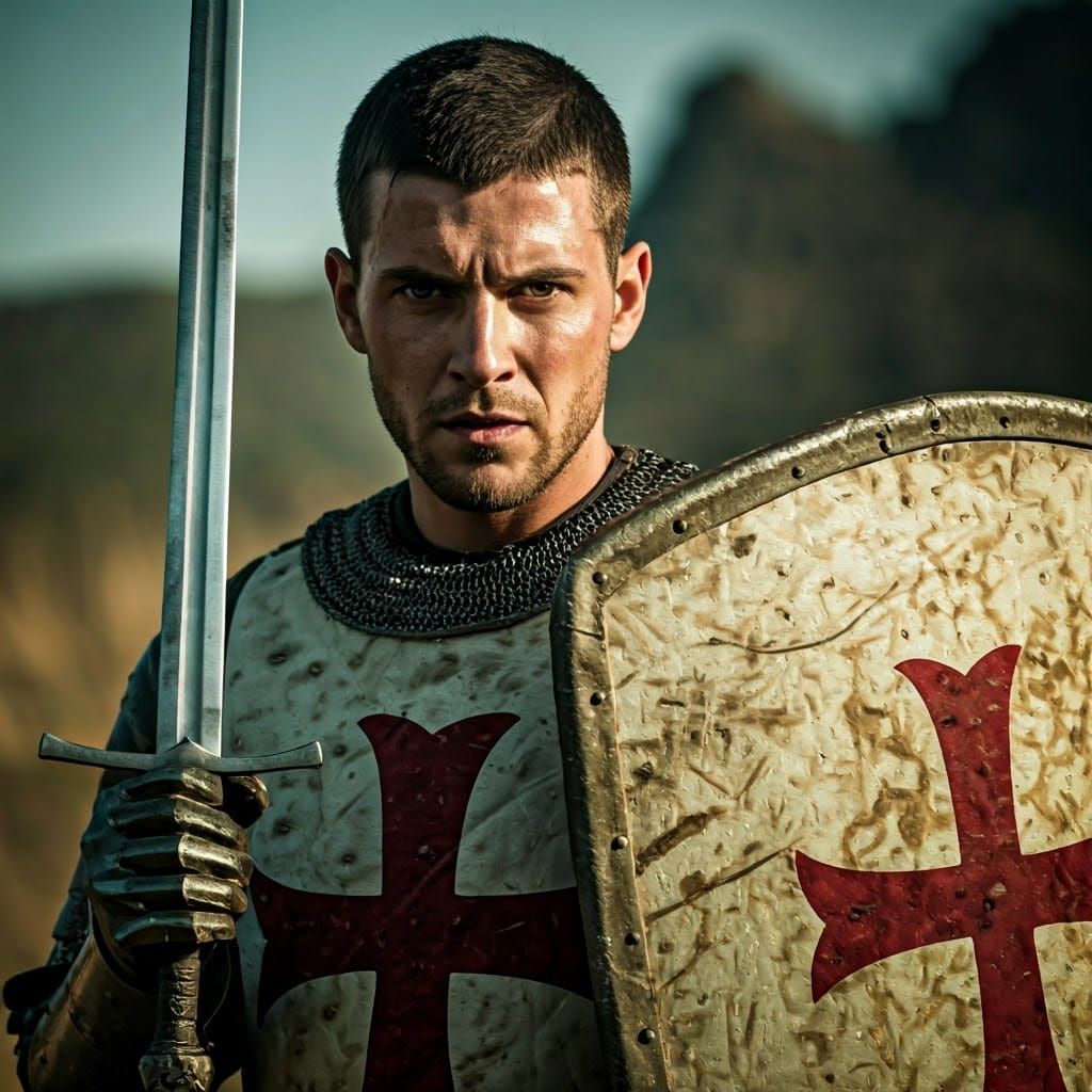 Medieval Crusader in Battle Armor