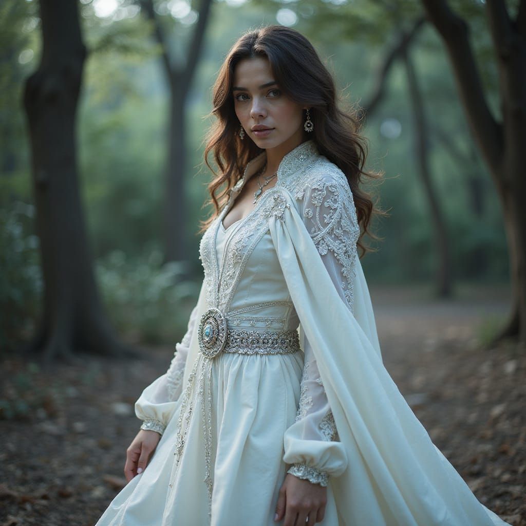 Ethereal Portrait of Woman in White Cloak