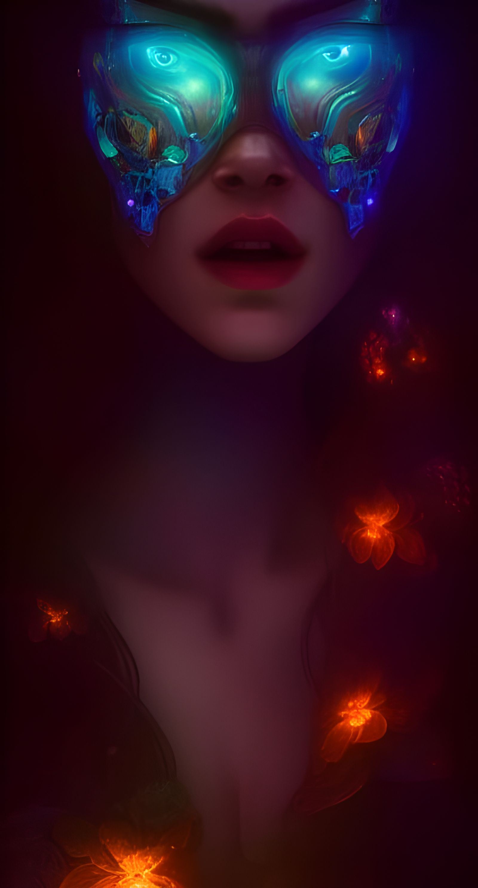 Fractal Masks in Ethereal Digital Art Style