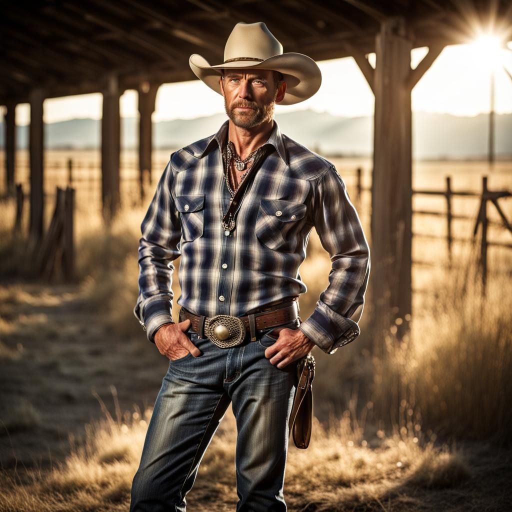 Hyperrealistic Portrait of a Cowboy on a Ranch