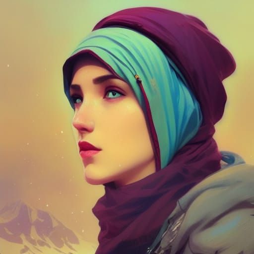 Slavic Beauty in Winter Mountains: Hyperdetailed Portrait