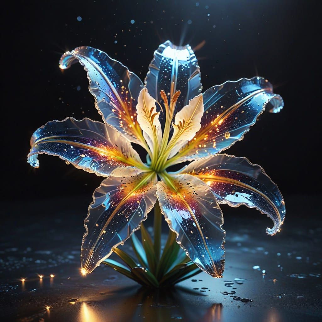 Crystal Lily with Golden Sparkles