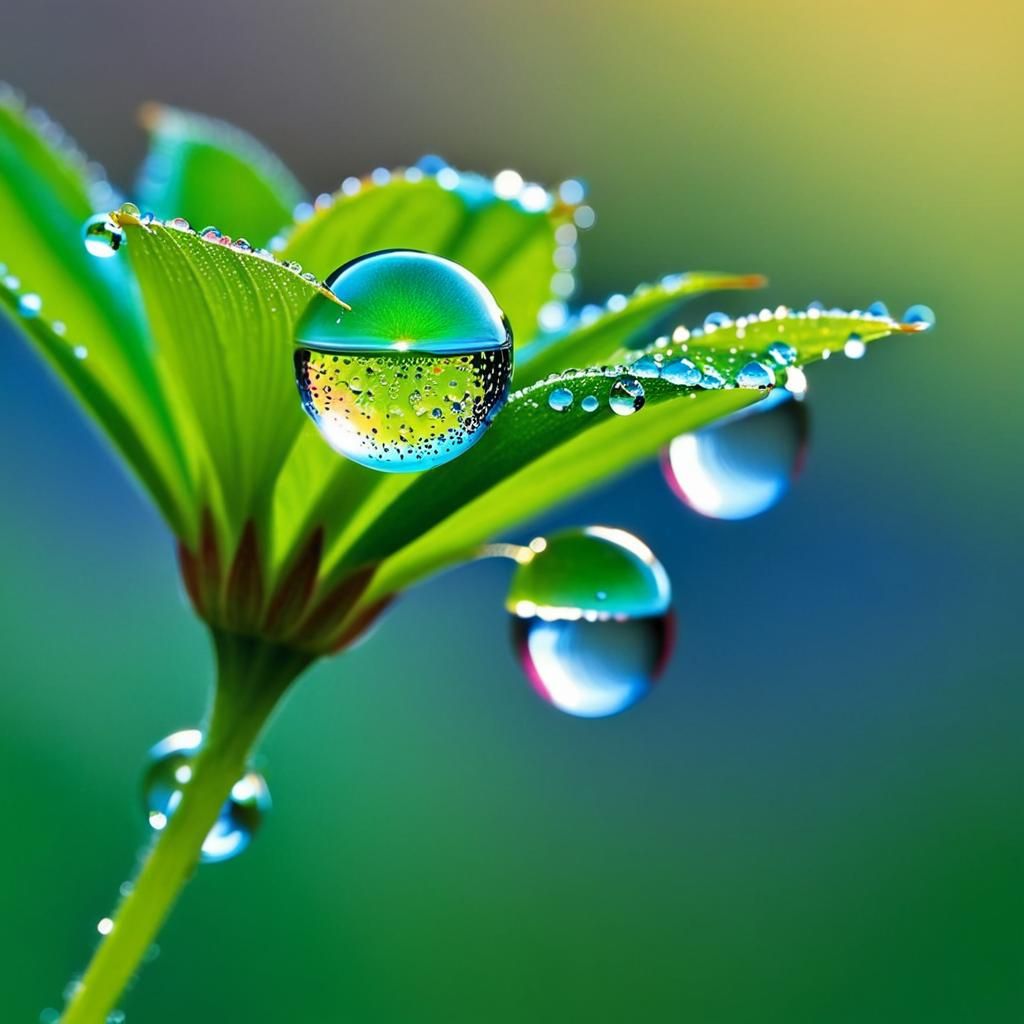 Enchanting Dew Drops: Glistening Wonders in Digital Art
