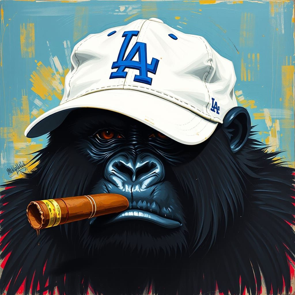 Gorilla with Cigar in Basquiat-Inspired Style