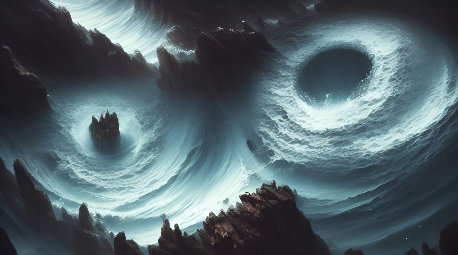 Violent Water Vortex Oil Painting on Canvas