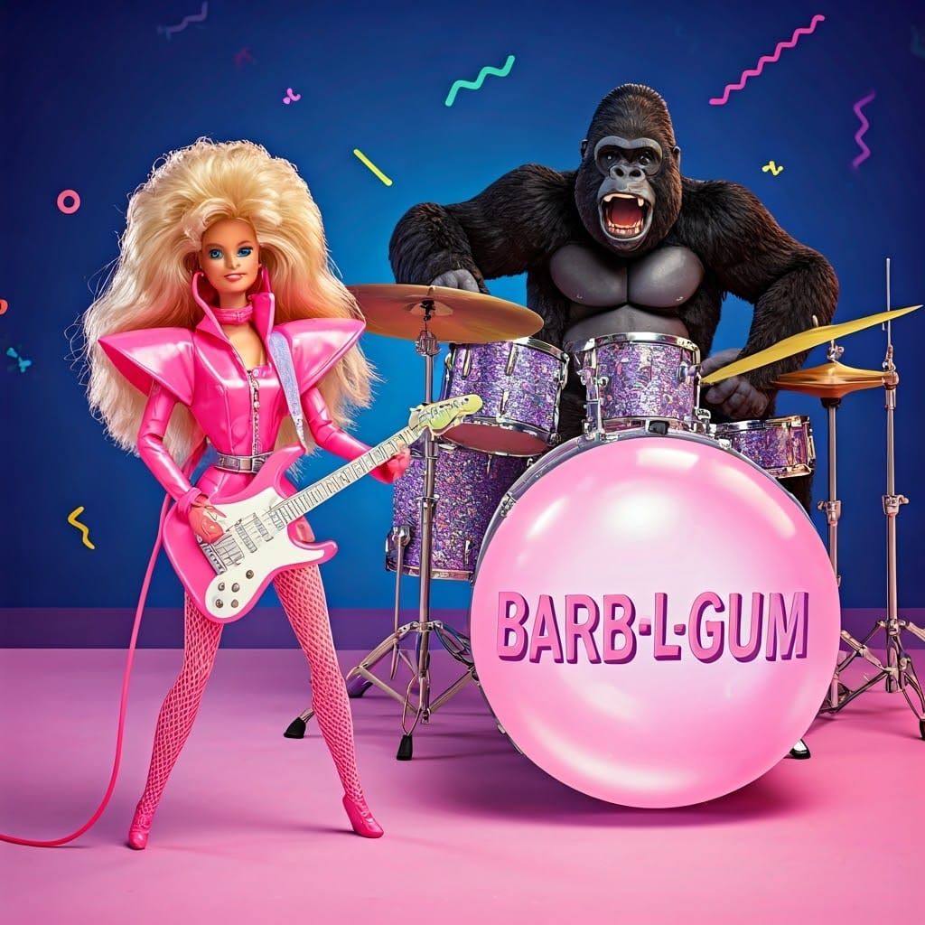 Neon Dreamcatcher: 80s Pop Band in Vibrant Stop-Motion