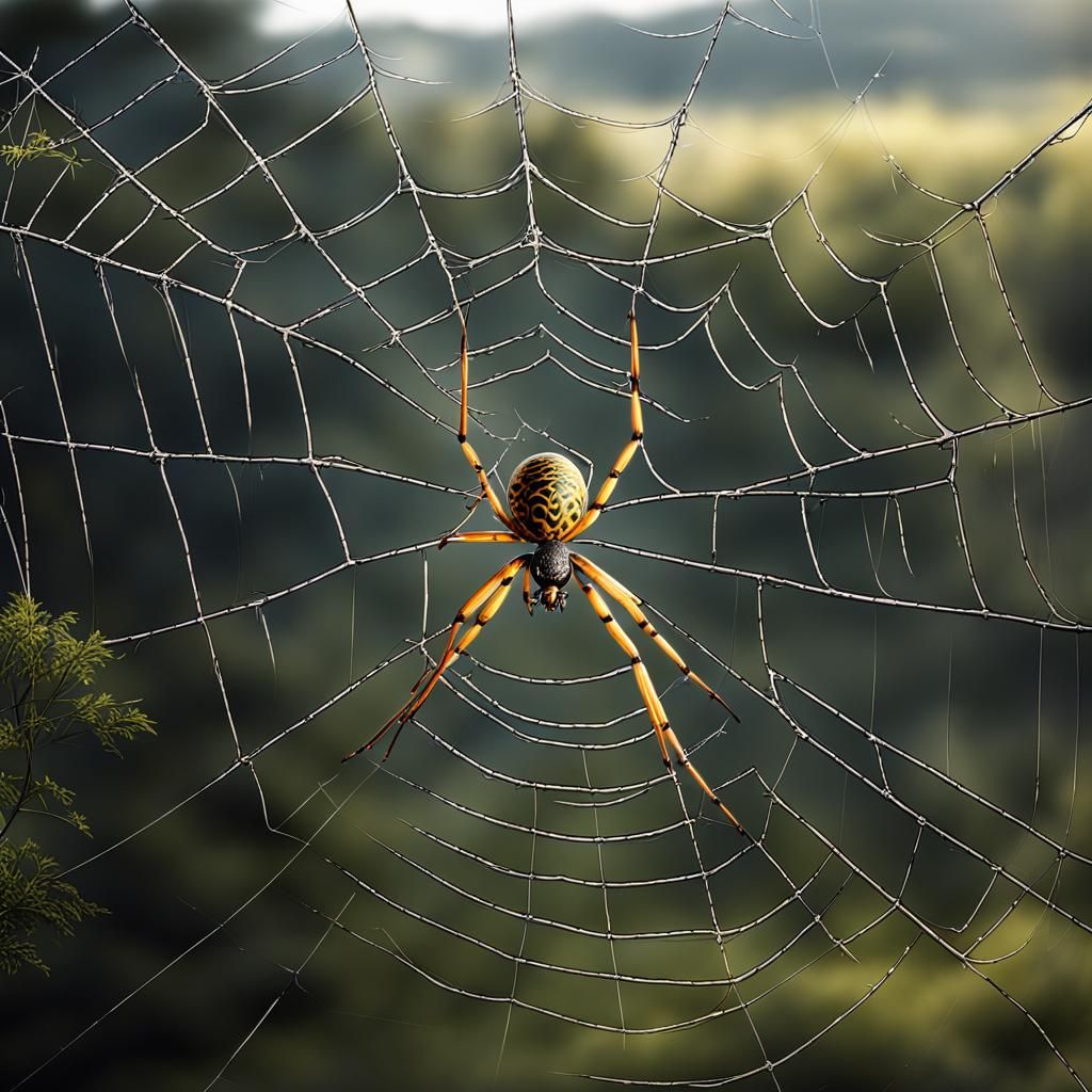 Golden Orb Weaver in Web: Digital Matte Painting